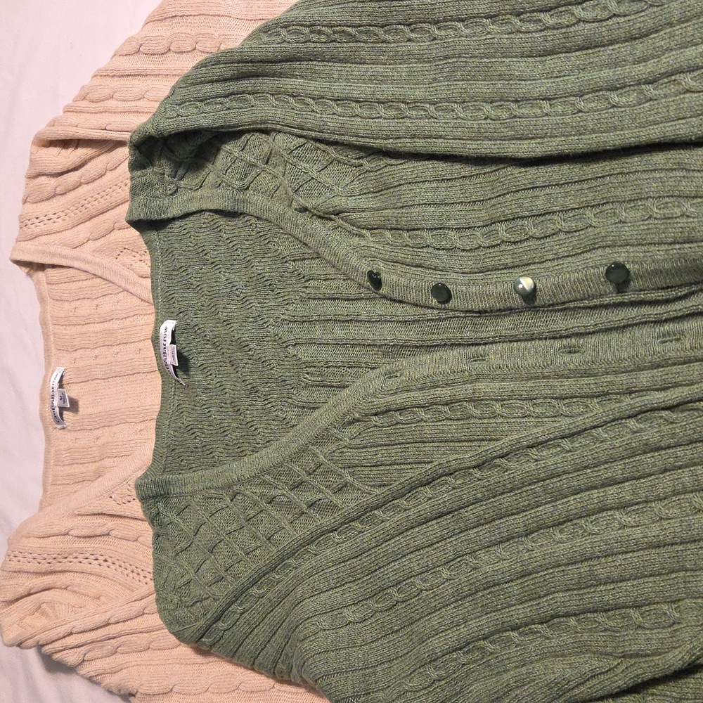 Croft And Barrow Sweaters Set Of 2 Pointelle 3/4 Sleeve Size Medium